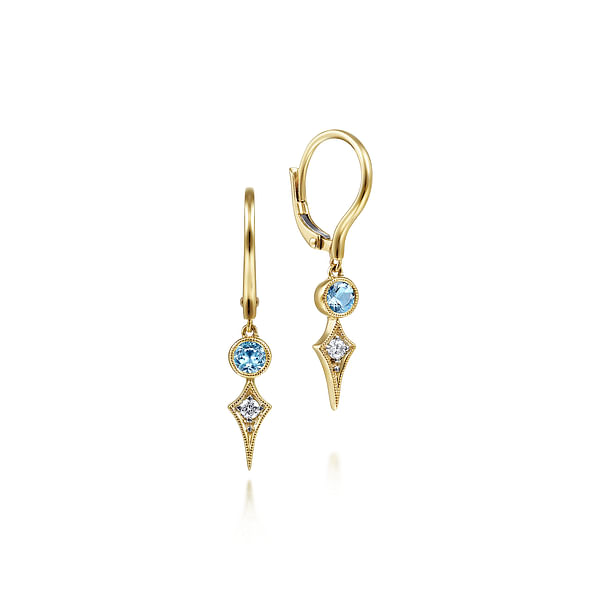 14K Yellow Gold Natural Topaz Dangle Earrings