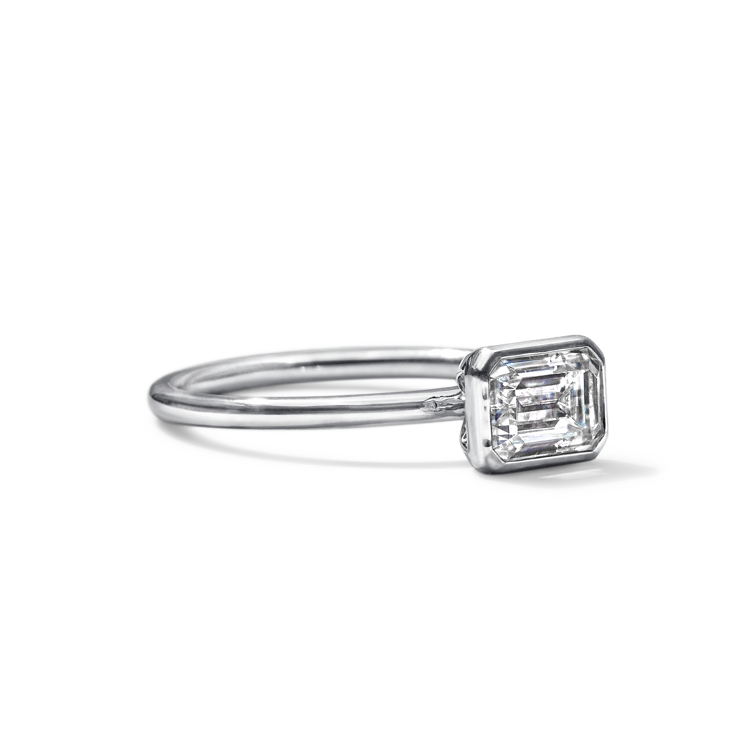 18K Gold Bezel Engagement Ring