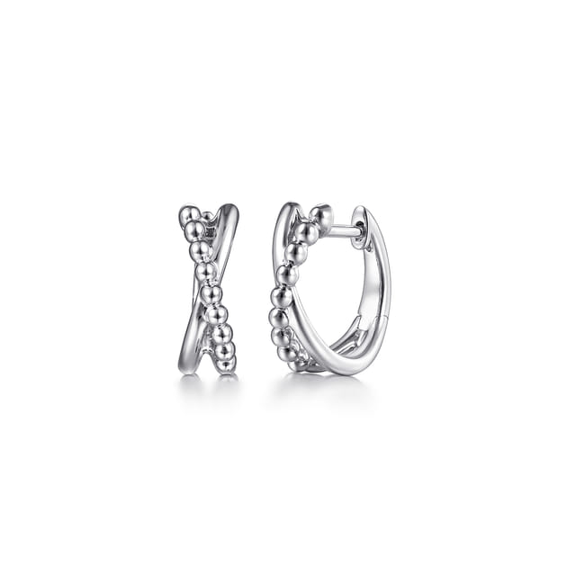 Sterling SilverTwisted Huggie Beaded Earrings