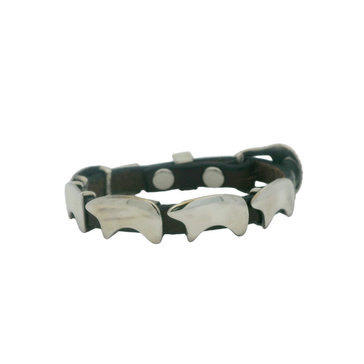 The Golden Bear Sterling Silver Leather Bracelet