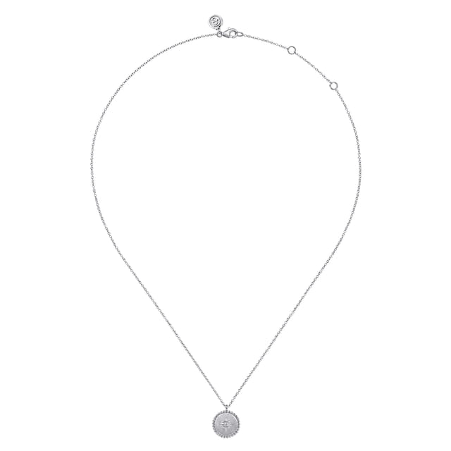 Pendant Necklace Medallion 925 Sterling Silver Diamond 0.02ct