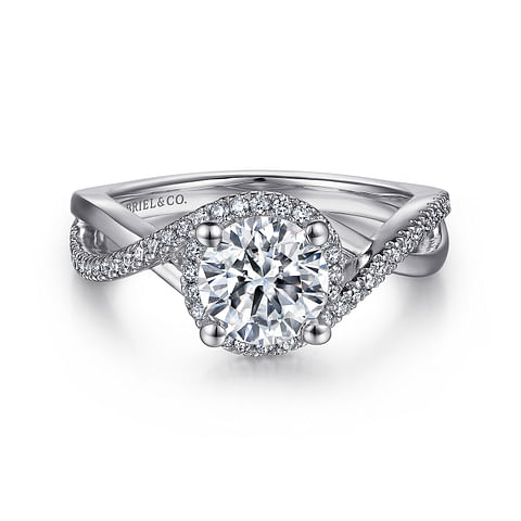 14K White Gold Straight Round Diamond Semi-Mount Ring .20CTW.