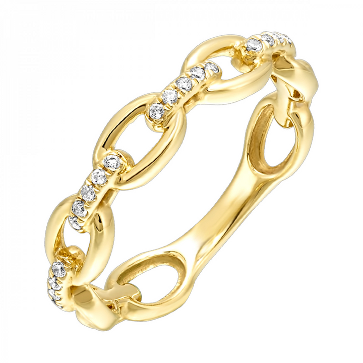 14K Yellow Gold 0.10CTW Natural Diamond Wide Band Ring