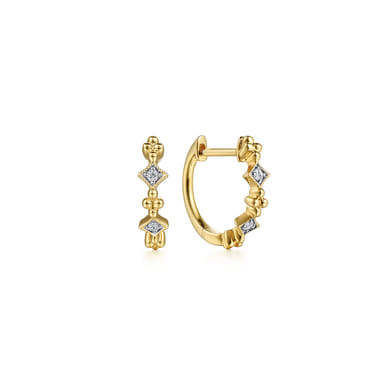 14K Yellow Gold Diamond Huggie Earrings (0.04 CTW)