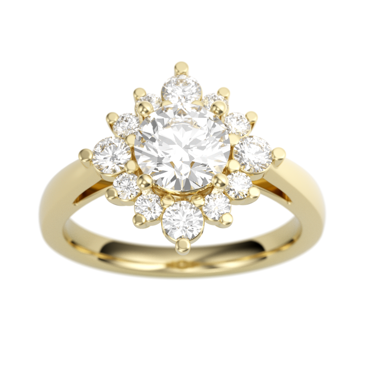 14K Yellow Gold Halo Round Diamond Semi-Mount Ring .48CTW.