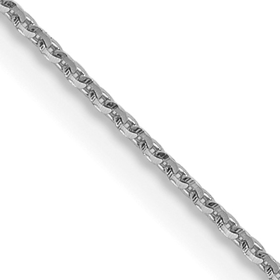 14K White Gold 0.85mm Diamond-Cut Cable Chain 18"