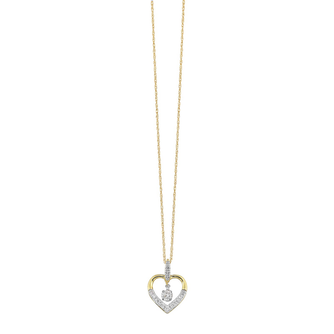 10K Yellow Gold CTW. Natural Diamond Pendant Necklace