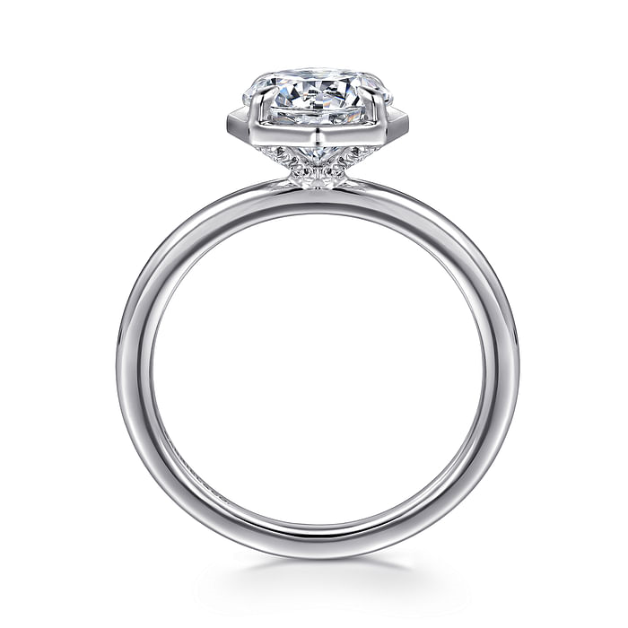 14K White Gold Solitaire Round Diamond Semi-Mount Ring .06CTW.