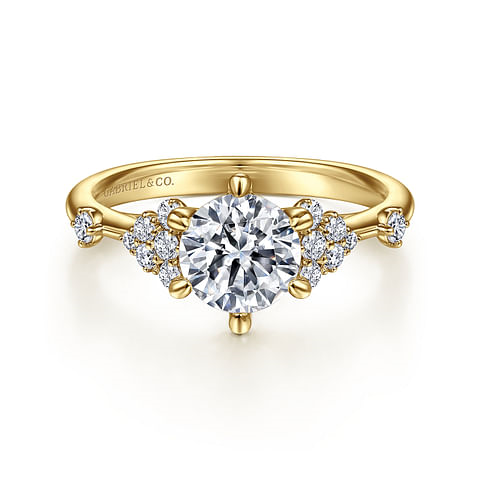 14K Yellow Gold Accented Round Diamond Semi-Mount Ring .23CTW.