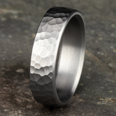 Dark Gray Tantalum Hammered Comfort Fit 6.5mm Wedding Band