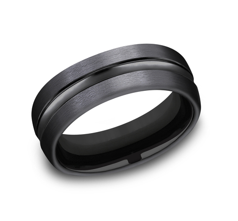 Black Titanium Satin Comfort Fit 7.5mm Wedding Band