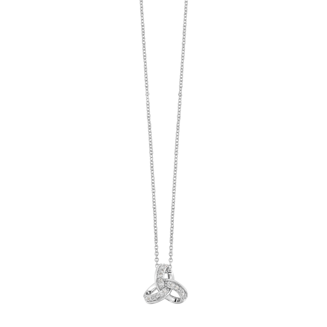 10K White Gold .04  CTW. Natural Diamond Pendant Necklace