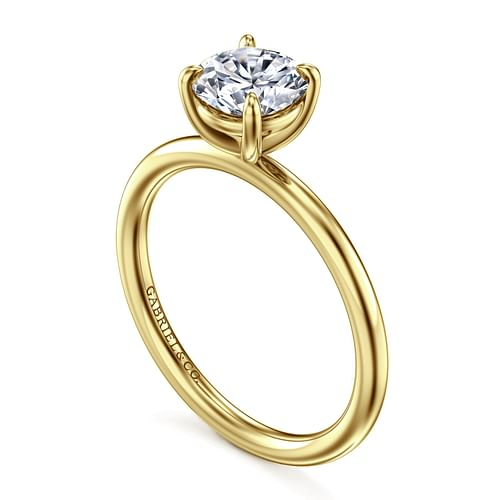 14K Yellow Gold Solitaire Round Diamond Semi-Mount Ring