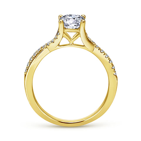 14K Yellow Gold Twist Round Diamond Semi-Mount Ring .14CTW.
