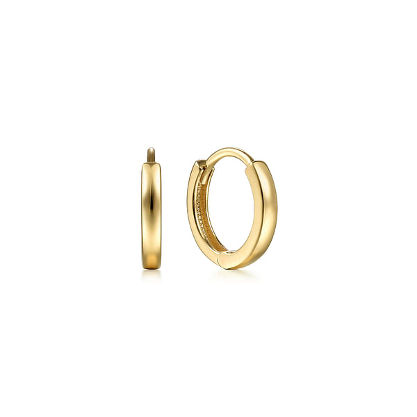 14K Yellow Gold 2MM Gold Hoop Huggie Earrings