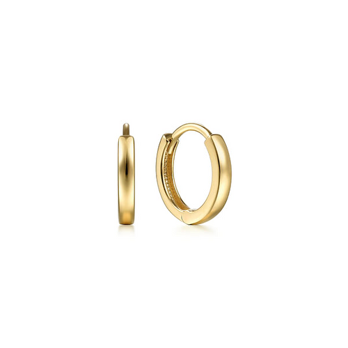 14K Yellow Gold 2MM Gold Hoop Huggie Earrings