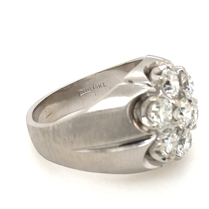 14K White Gold 2.58CTW Men's 7 Stone Diamond Cluster Ring