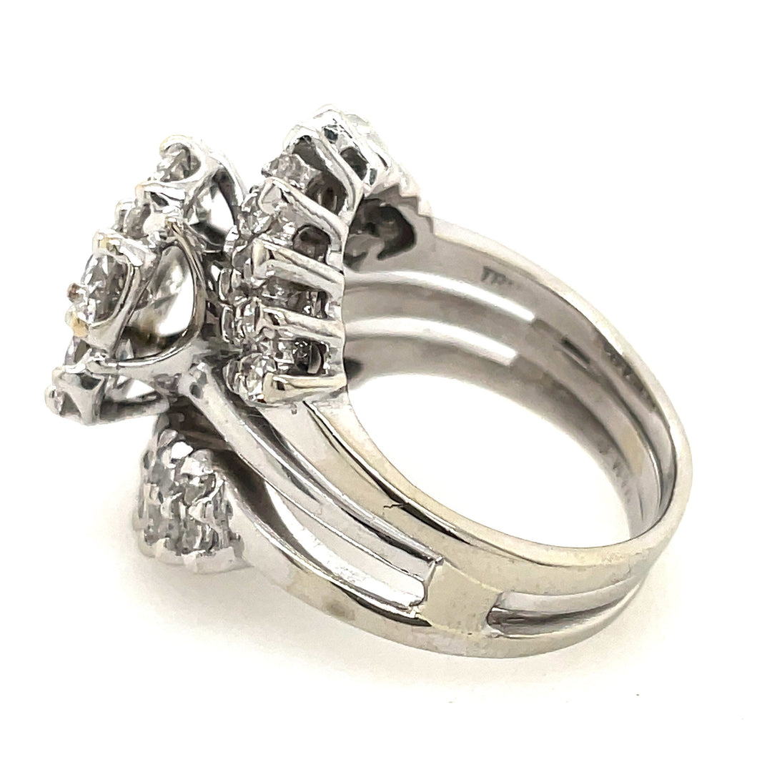 14K White Gold Floral Inspired 3CTW Diamond Bridal Set