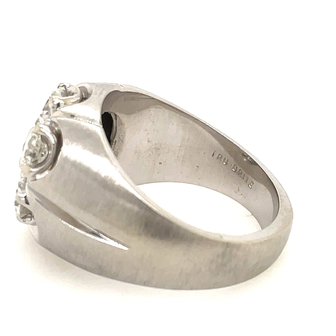 14K White Gold 2.58CTW Men's 7 Stone Diamond Cluster Ring