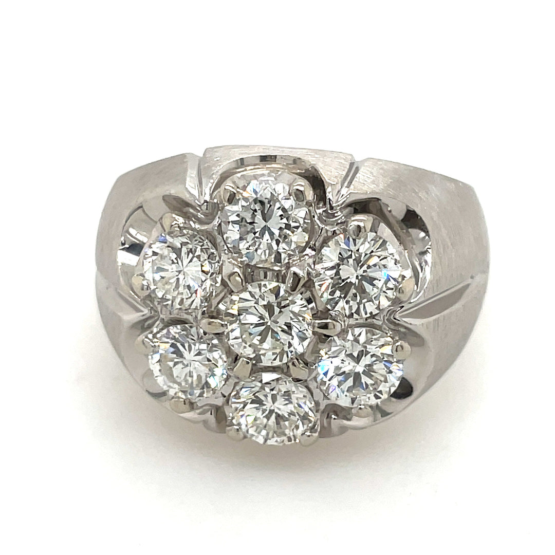 14K White Gold 2.58CTW Men's 7 Stone Diamond Cluster Ring