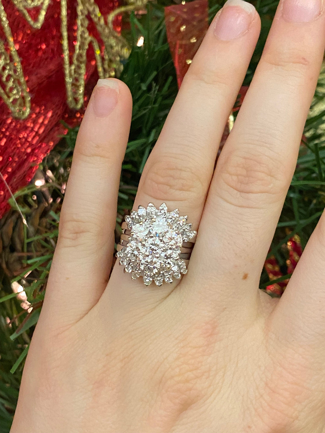 14K White Gold Floral Inspired 3CTW Diamond Bridal Set