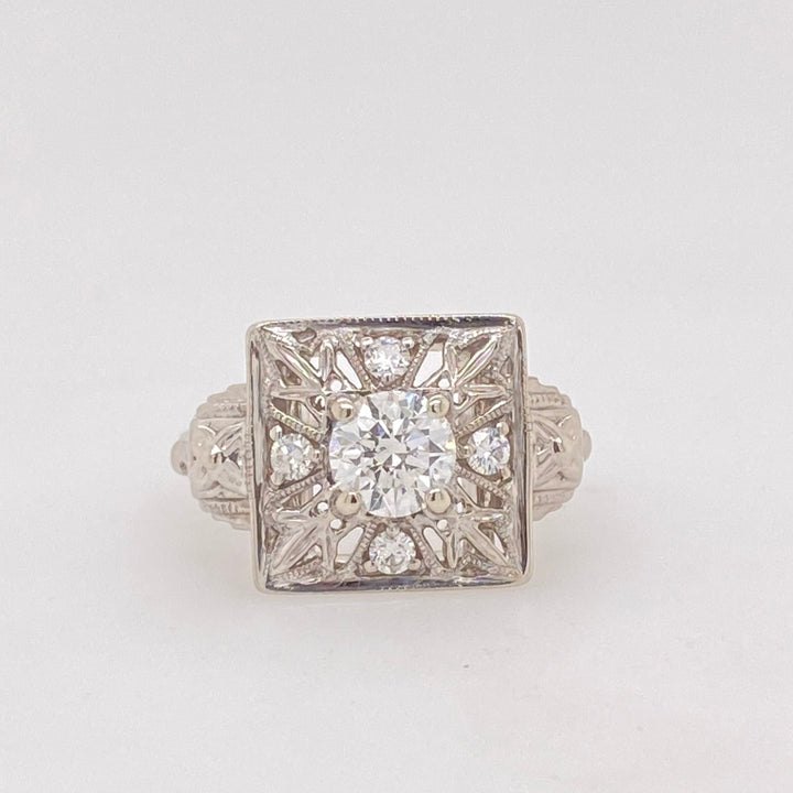14K White Gold Art Deco Diamond Ring