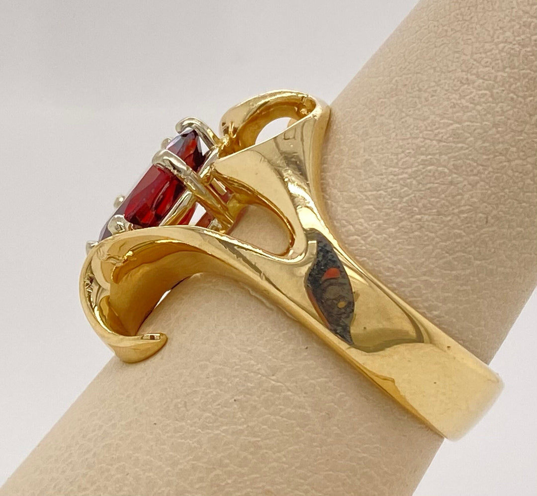 14K Yellow Gold Garnet Ring