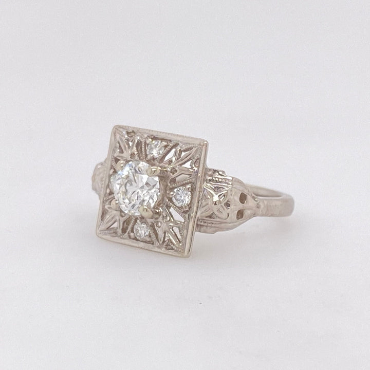 14K White Gold Art Deco Diamond Ring