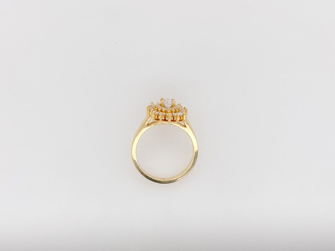 10k yellow gold sunburst diamond engagement ring - cubic zirconia center