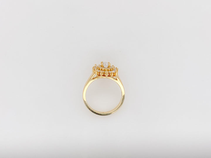 10k yellow gold sunburst diamond engagement ring - cubic zirconia center