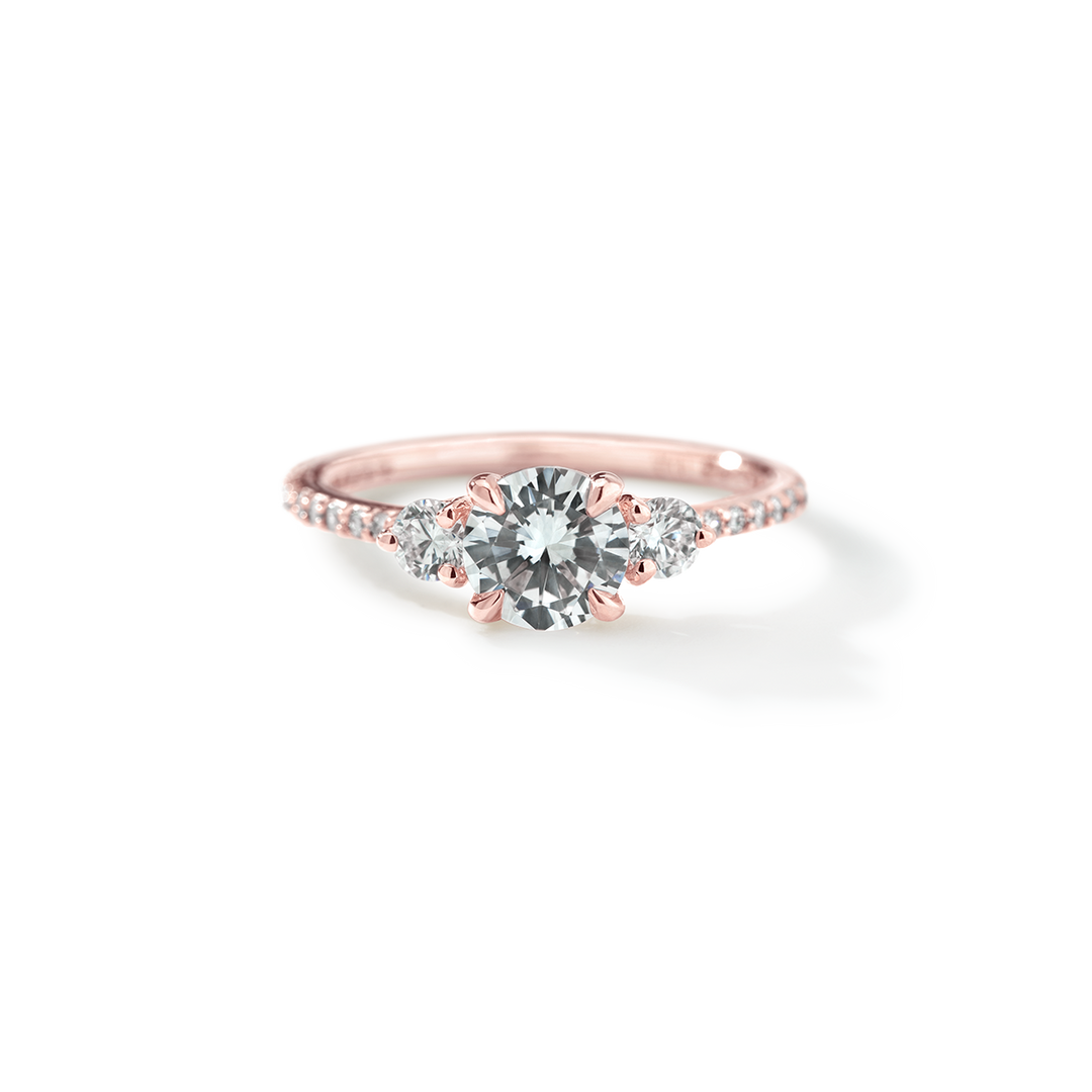 18K Gold Accented Three Stone Engagement Ring