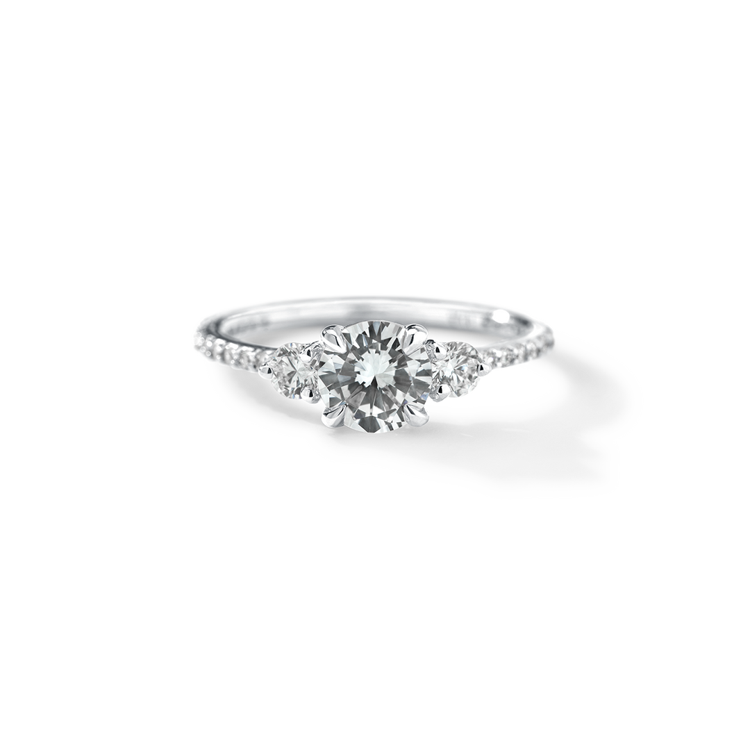 18K Accented Three Stone Engagement ring