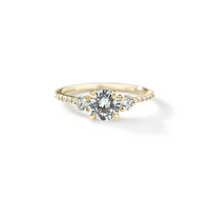 18K Gold Accented Three Stone Engagement Ring