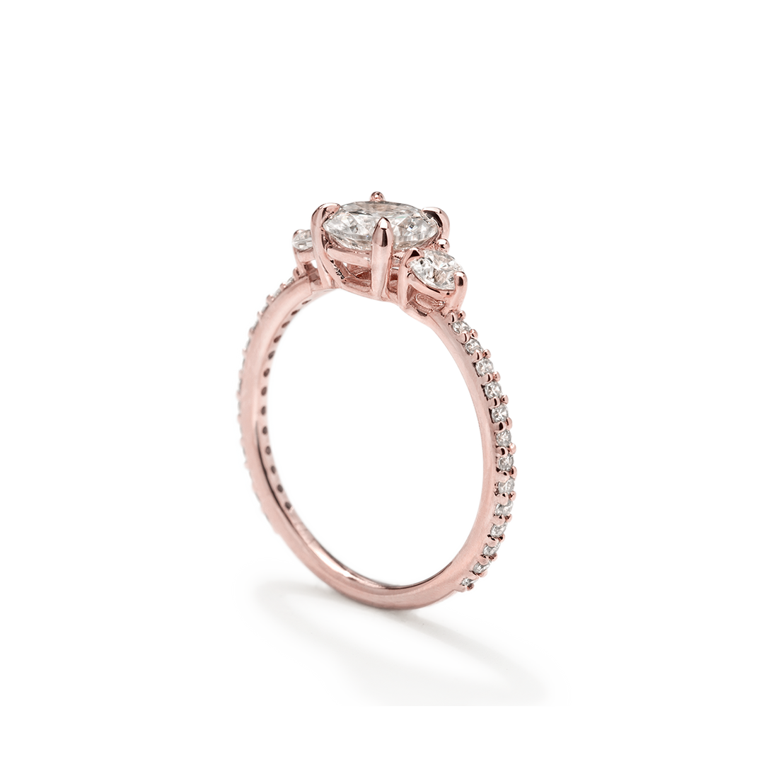 18K Gold Accented Three Stone Engagement Ring