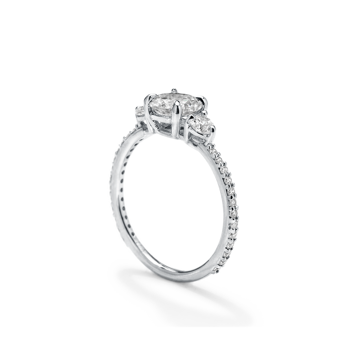 18K Accented Three Stone Engagement ring