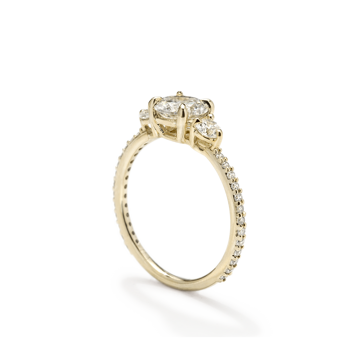 18K Accented Three Stone Engagement ring