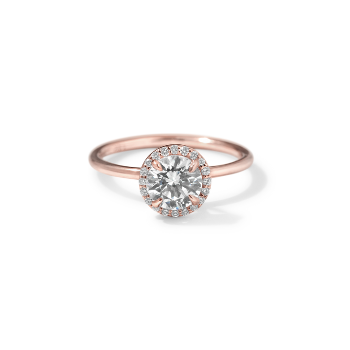 18k Gold Solitaire Halo Engagement Ring
