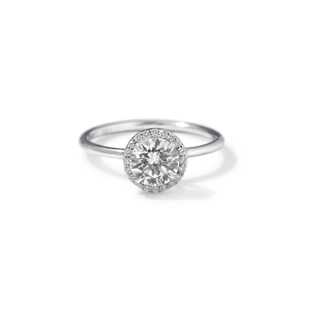18k Gold Solitaire Halo Engagement Ring