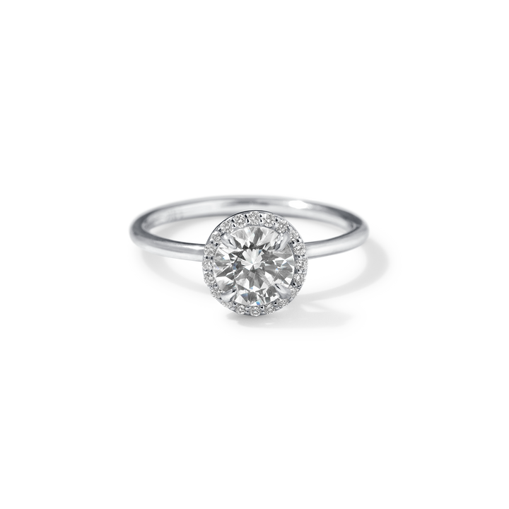18k Gold Solitaire Halo Engagement Ring