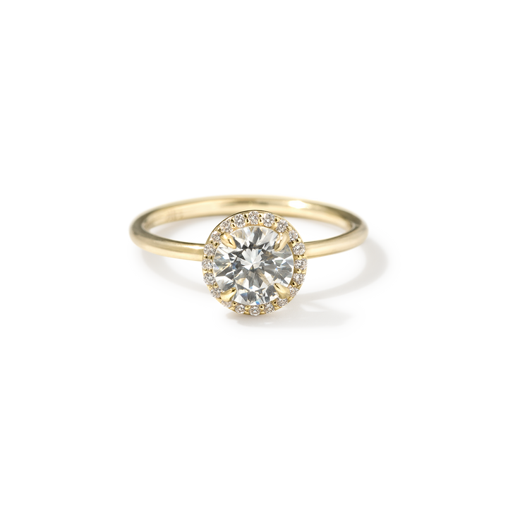 18k Gold Solitaire Halo Engagement Ring