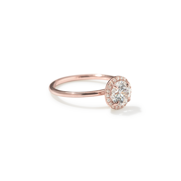 18k Gold Solitaire Halo Engagement Ring