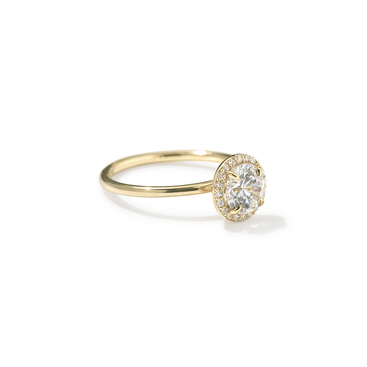 18k Gold Solitaire Halo Engagement Ring