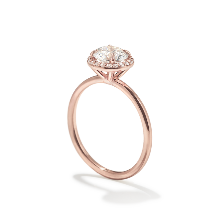 18k Gold Solitaire Halo Engagement Ring