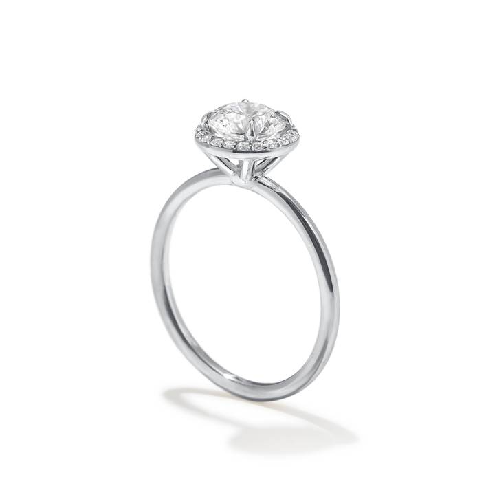 18k Gold Solitaire Halo Engagement Ring