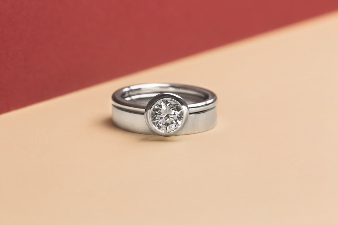 18K Gold Bezel Engagement Ring