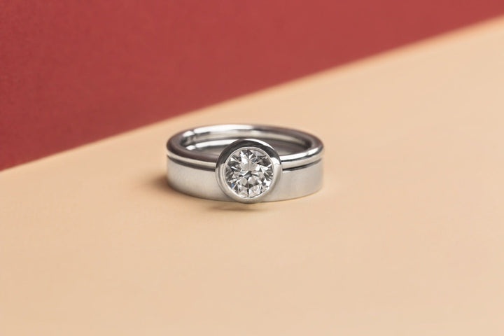 18K Gold Bezel Engagement Ring