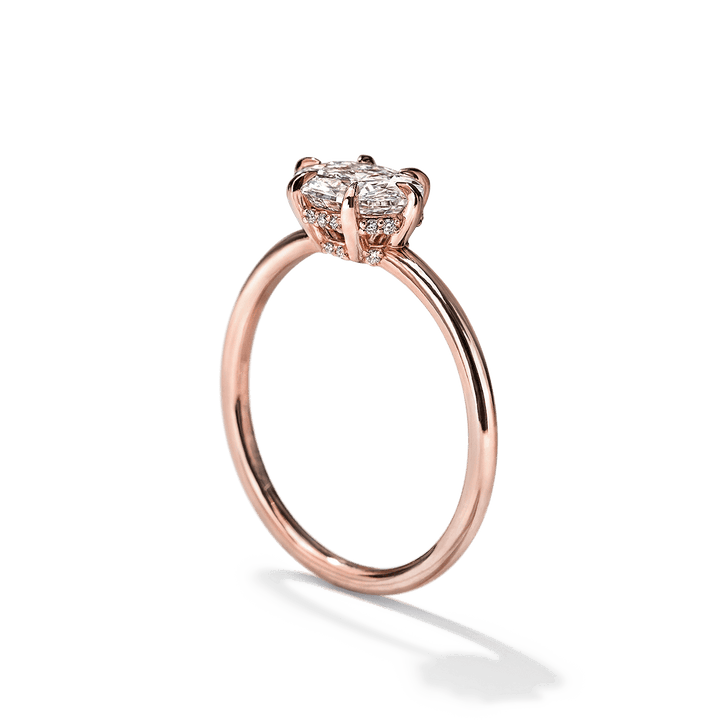 18K Gold East-West Solitaire Engagement Ring