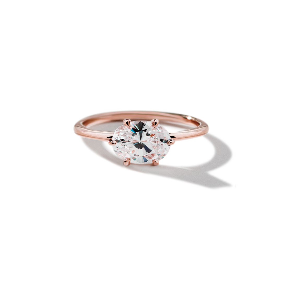 18K Gold East-West Solitaire Engagement Ring
