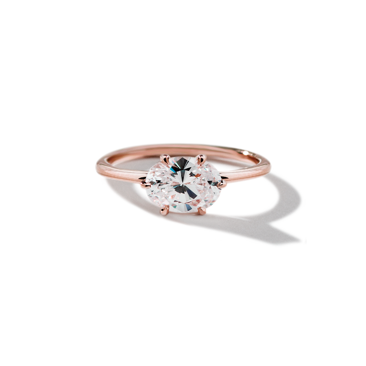 18K Gold East-West Solitaire Engagement Ring