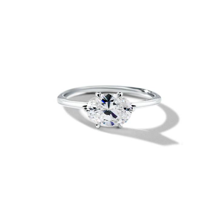 18K Gold East-West Solitaire Engagement Ring